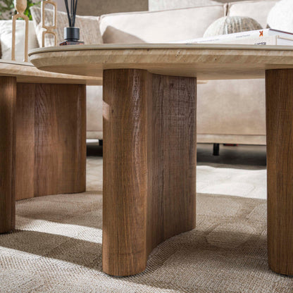 Couchtisch-Set ROMANO FLUIDO Organische Puzzle-Satztische in Travertin-Optik