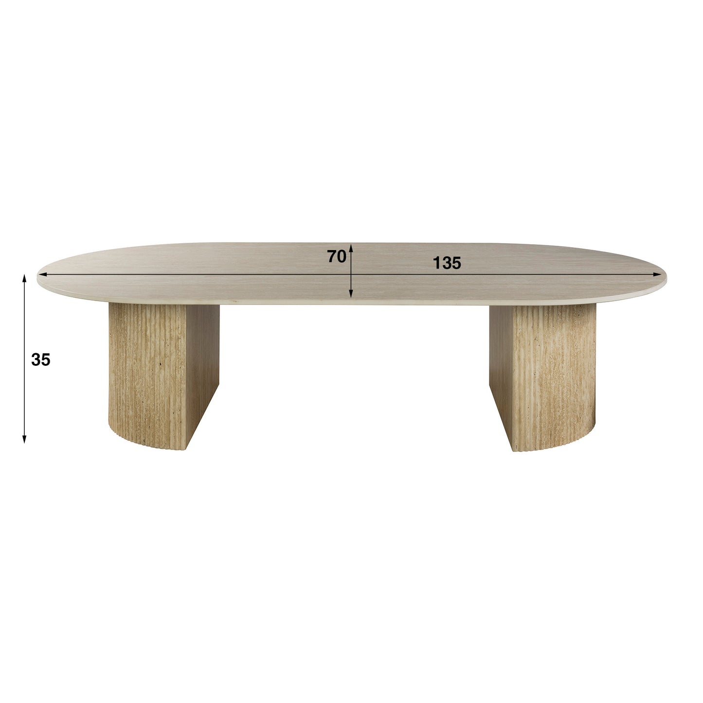 Couchtisch SIENNA TRAVERTINO  Lowboard-Tisch in organischer Säulen Rillen-Optik