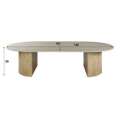 Couchtisch SIENNA TRAVERTINO  Lowboard-Tisch in organischer Säulen Rillen-Optik