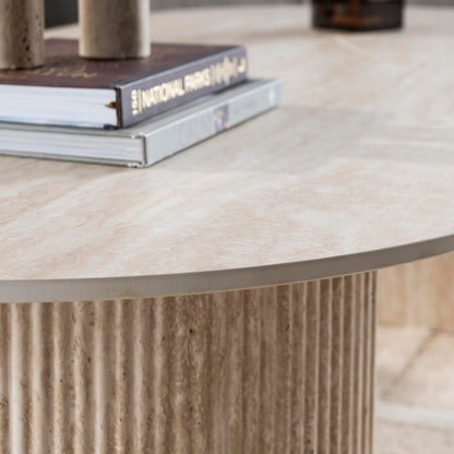 Couchtisch SIENNA TRAVERTINO  Lowboard-Tisch in organischer Säulen Rillen-Optik
