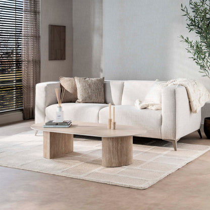 Couchtisch SIENNA TRAVERTINO  Lowboard-Tisch in organischer Säulen Rillen-Optik