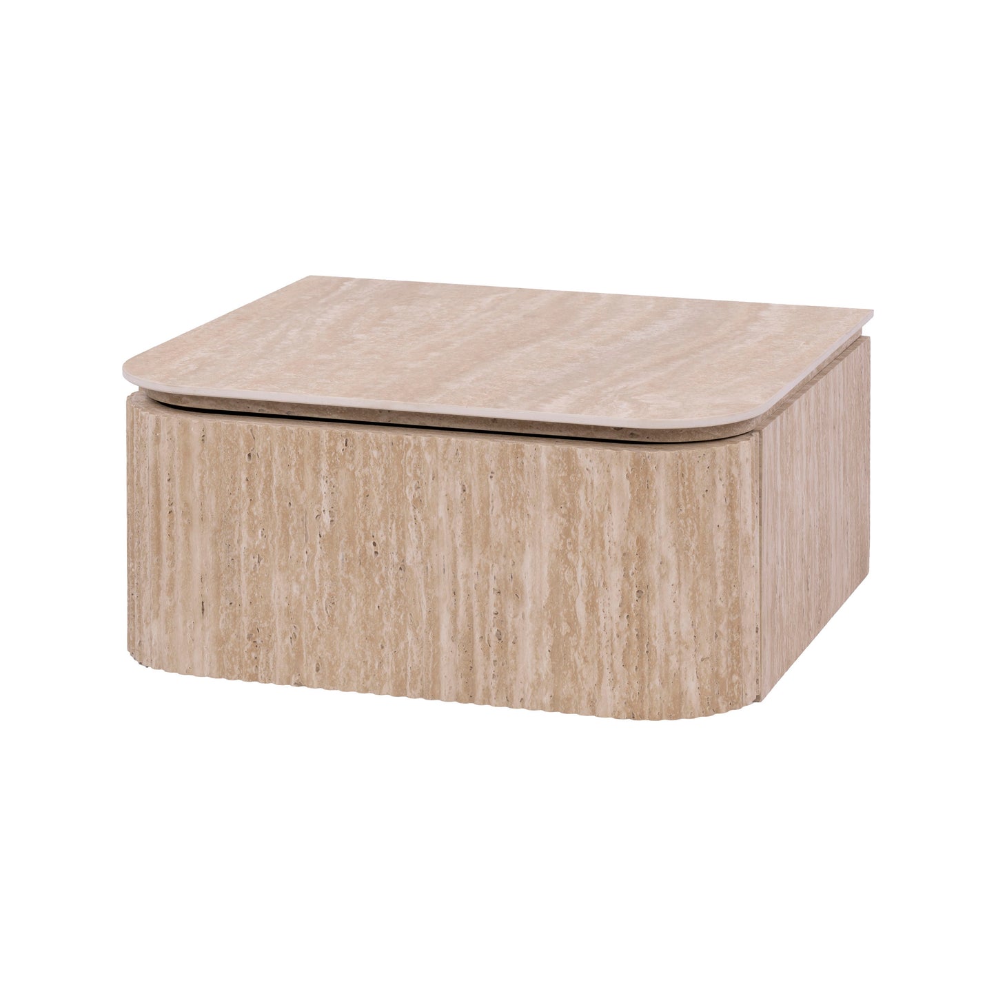 Nachttisch ROMANO ARCH Schwebende Monolith-Konsole im Travertin-Look mit 3D-Rillenstruktur 45 cm
