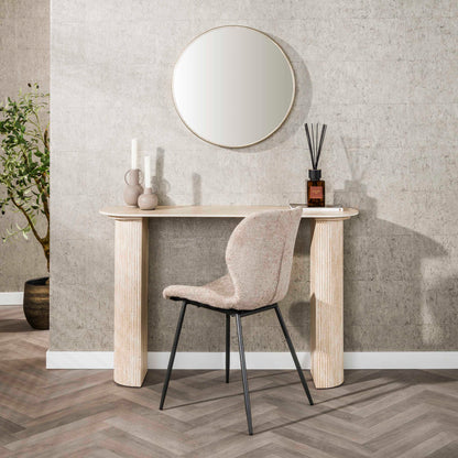 Konsolentisch ROMANO ARCH Monolithisches Design mit Rillen-Säulen & Travertin-Keramik 120 cm