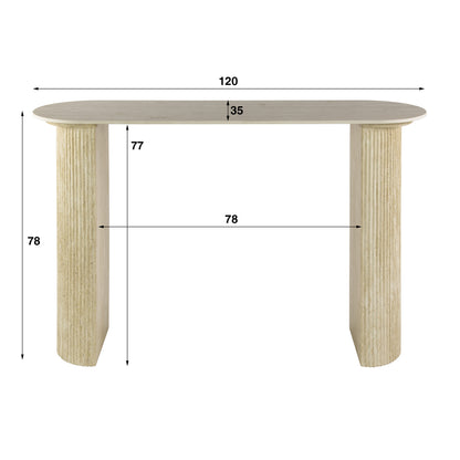 Konsolentisch ROMANO ARCH Monolithisches Design mit Rillen-Säulen & Travertin-Keramik 120 cm