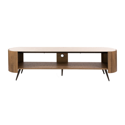 TV-Schrank PONTE Lounge-Lowboard mit Travertin-Keramikplatte Bronze-Beinen