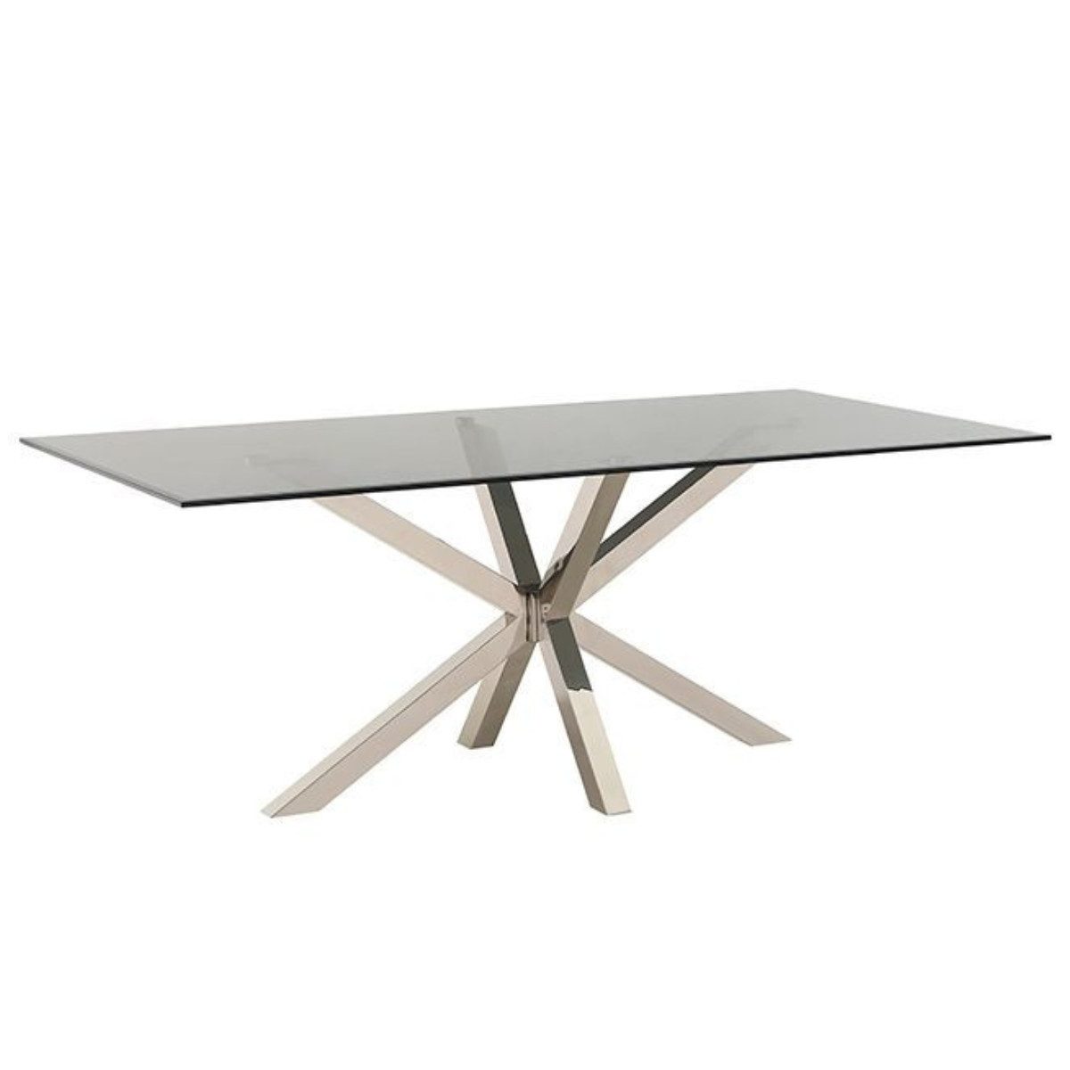 Esstisch Terni transparent Glasplatte Edelstahlbeine im edlen Design 200 cm