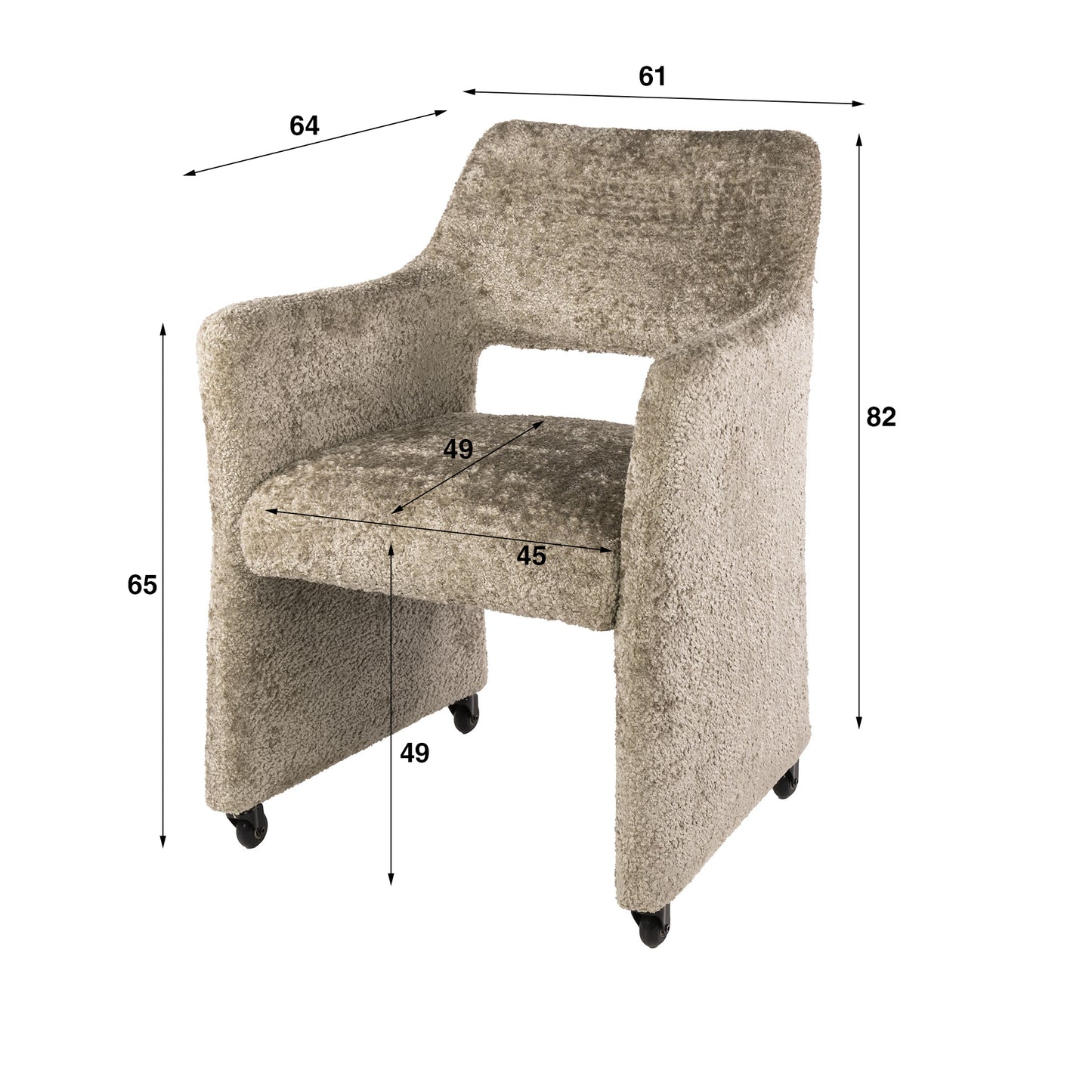Esszimmer-Sessel FORMA ELITE Eleganter Polsterstuhl mit Rollen & Taschenfederkern