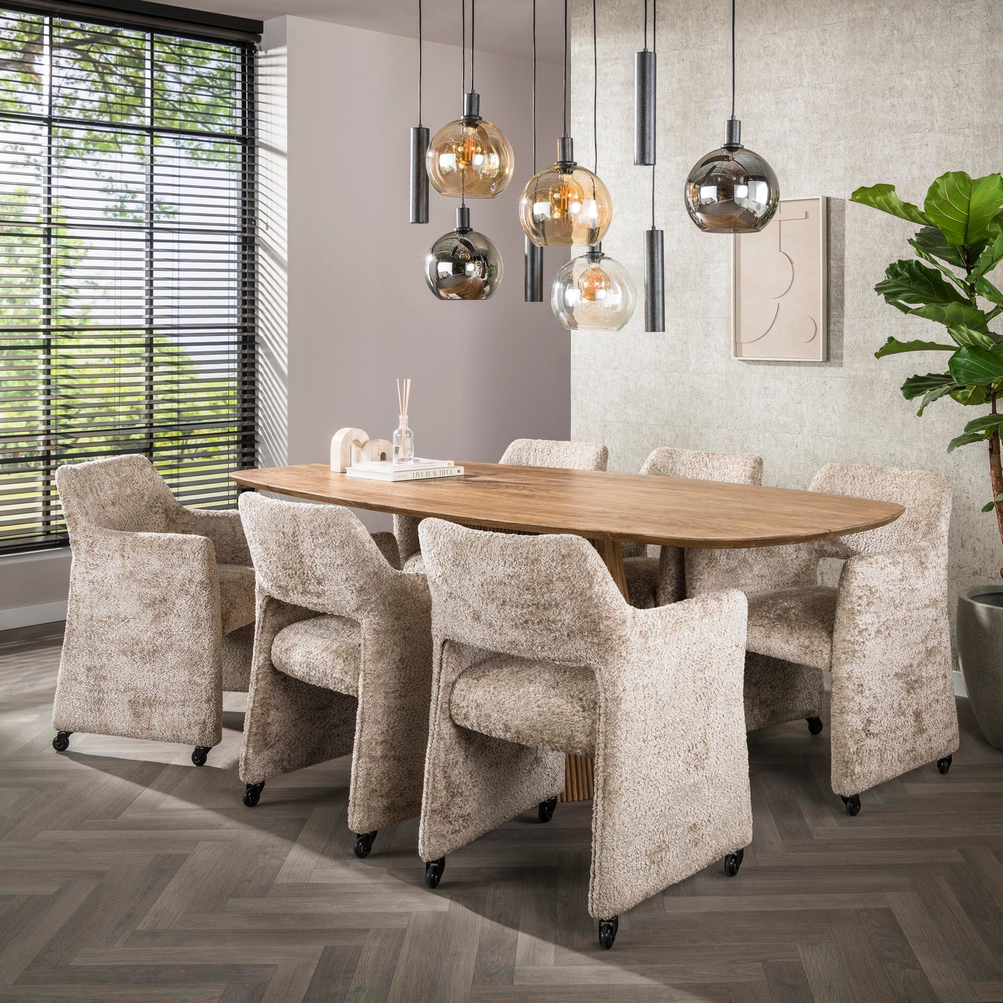 Esszimmer-Sessel FORMA ELITE Eleganter Polsterstuhl mit Rollen & Taschenfederkern