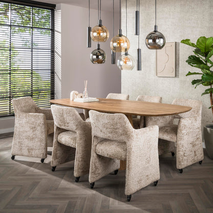 Esszimmer-Sessel FORMA ELITE Eleganter Polsterstuhl mit Rollen & Taschenfederkern