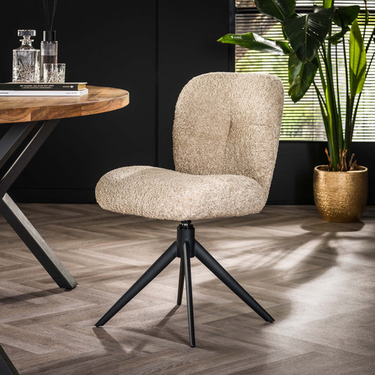 Esszimmerstuhl Esszimmerstuhl COMFORT SWIVEL Drehbarer Bouclé-Stuhl