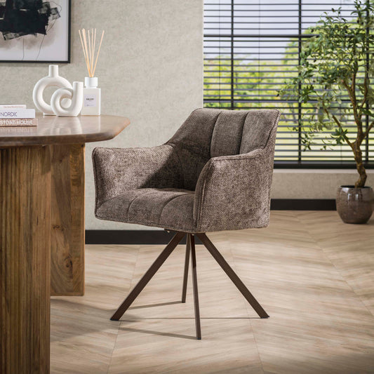 Armlehnstuhl RASTER 360° Drehstuhl mit Nosag-Federung Taupe-Braun