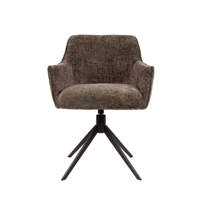 Armlehnstuhl PULL Eleganter 360° Drehstuhl mit Spider-Gestell Braun