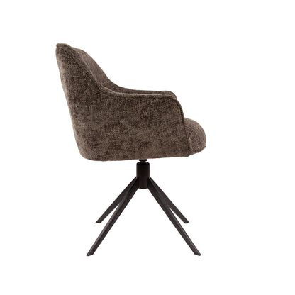 Armlehnstuhl PULL Eleganter 360° Drehstuhl mit Spider-Gestell Braun