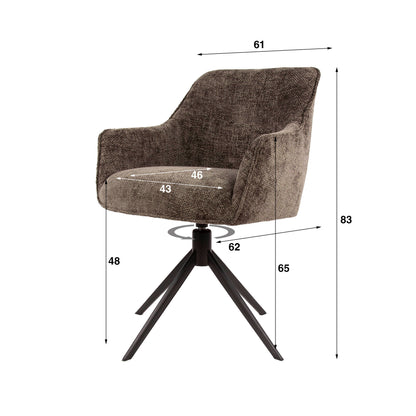 Armlehnstuhl PULL Eleganter 360° Drehstuhl mit Spider-Gestell Braun