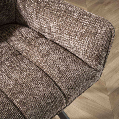 Armlehnstuhl PULL Eleganter 360° Drehstuhl mit Spider-Gestell Braun