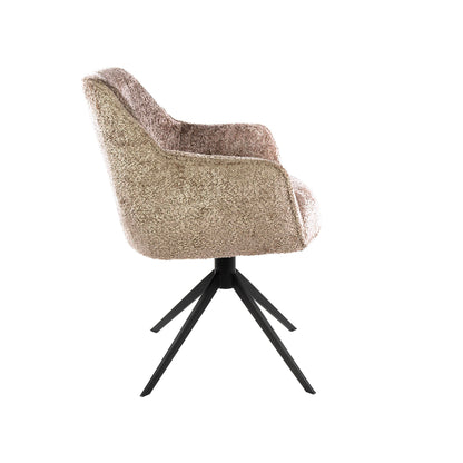 Armlehnstuhl PULL Eleganter 360° Drehstuhl mit Spider-Gestell Beige