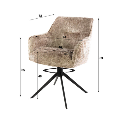 Armlehnstuhl PULL Eleganter 360° Drehstuhl mit Spider-Gestell Beige