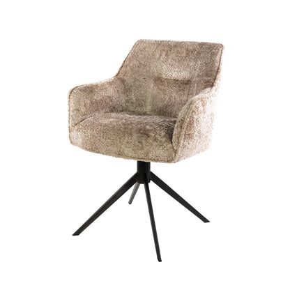 Armlehnstuhl PULL Eleganter 360° Drehstuhl mit Spider-Gestell Beige