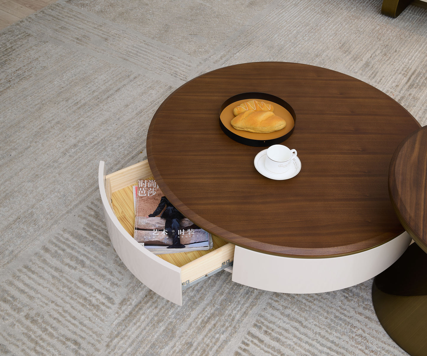 Edles Couchtisch Set 2er Set mit Braun Holz Design 90x35cm
