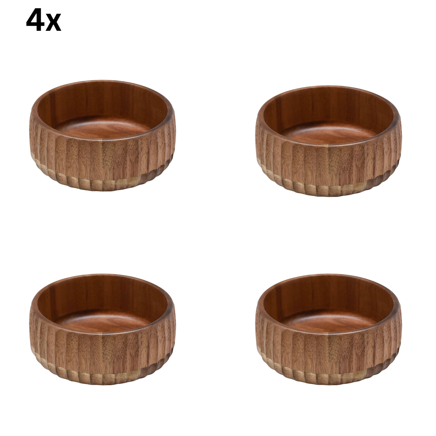 Kleine Massivholz-Schale mit 3D-Rillenprofil Akazie Holz, Ø 15 cm