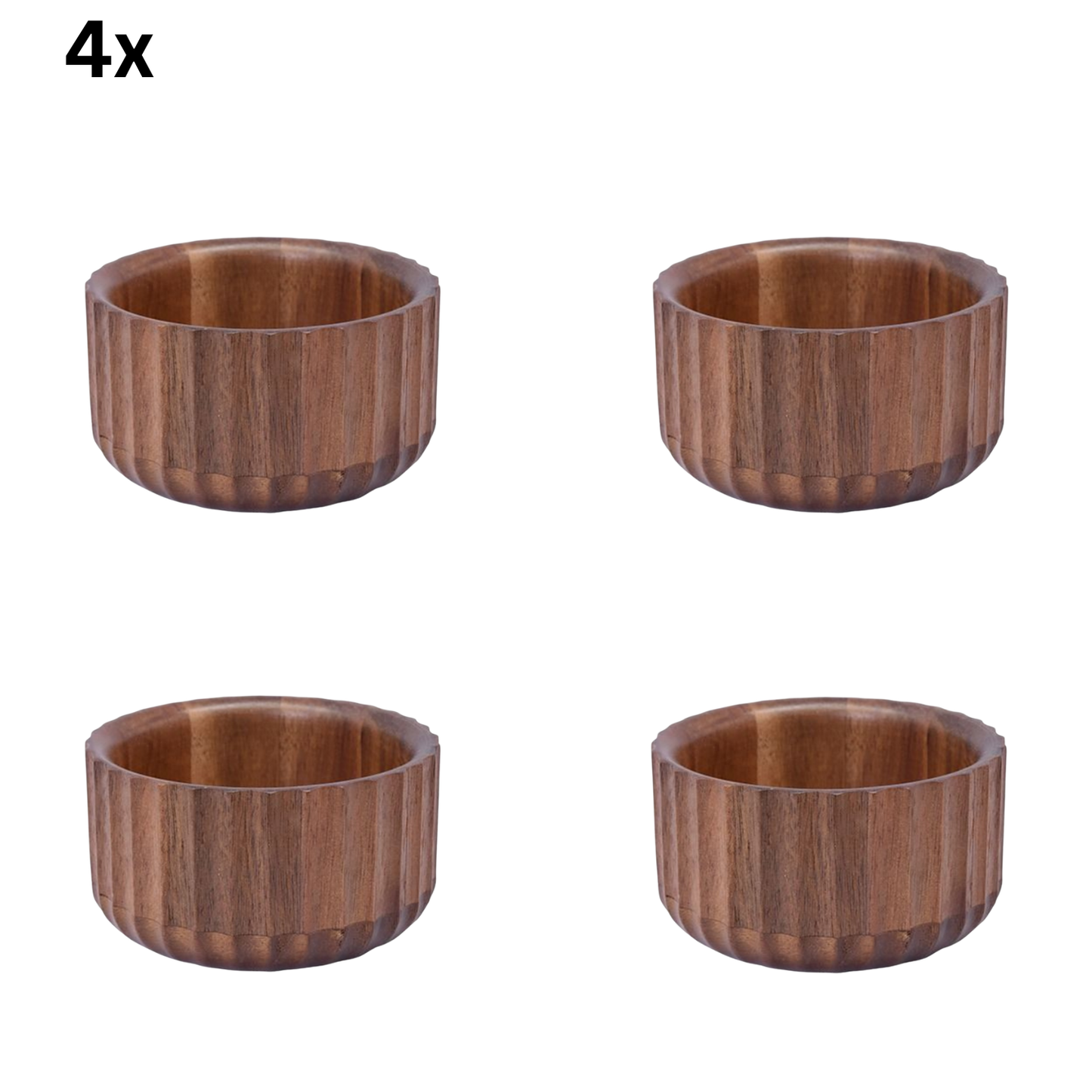 Mini Massivholz-Dip-Schale mit 3D-Rillenprofil Akazie Holz Ø 11 cm