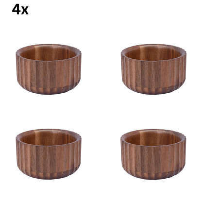 Mini Massivholz-Dip-Schale mit 3D-Rillenprofil Akazie Holz Ø 11 cm