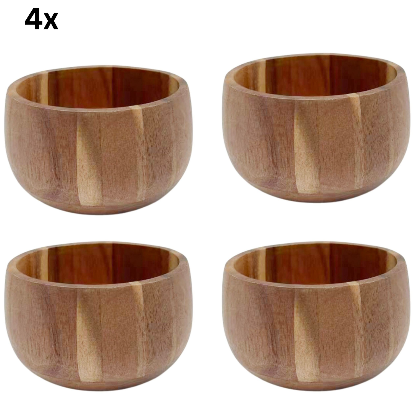 Servierschälchen Mini Massivholz-Dip-Schale in Block-Optik Akazie Holz Ø 11 cm