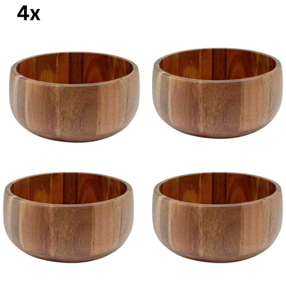 Servierschüssel Kleine Massivholz-Schale in Block-Optik Akazie Holz Ø 14 cm