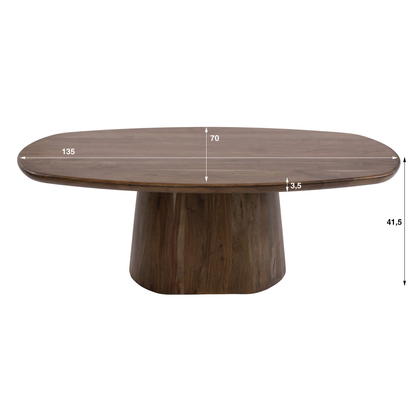 Couchtisch CENTRAL Ovaler Massivholz-Tisch mit zentralem Säulenfuß