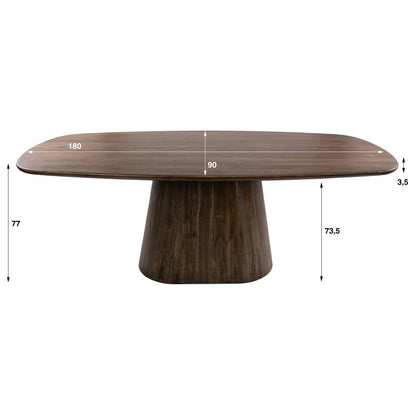 Esstisch ONDA Massivholz-Tisch in Dänisch Oval mit Säulenfuß Akazie 180cm