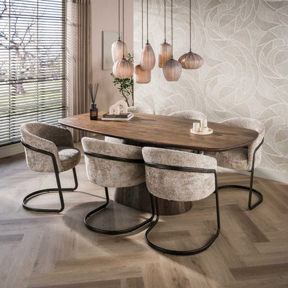 Esstisch ONDA Massivholz-Tisch in Dänisch Oval mit Säulenfuß Akazie 180cm