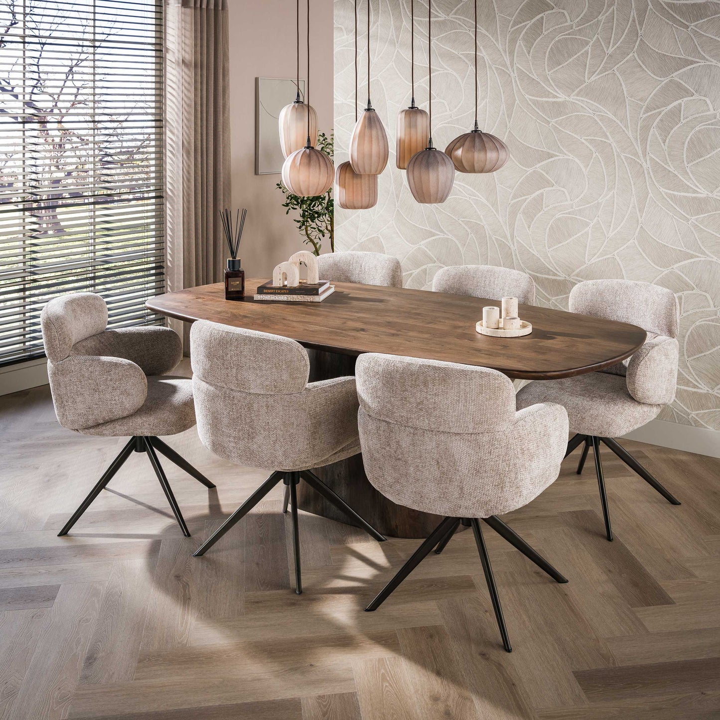 Esstisch ONDA Massivholz-Tisch in Dänisch Oval mit Säulenfuß Akazie 180cm