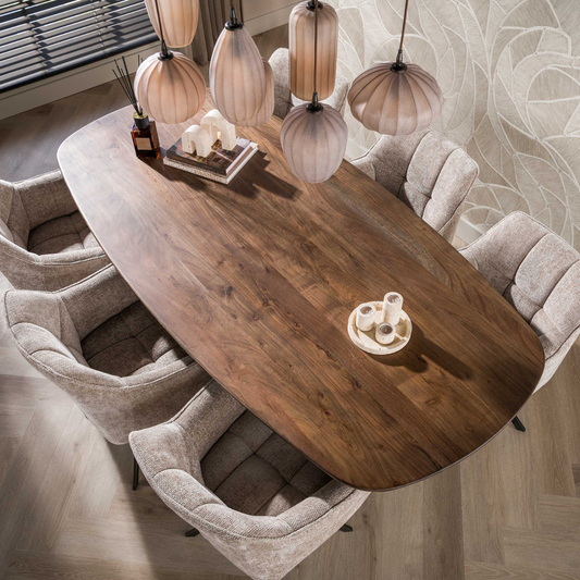 Esstisch ONDA Massivholz-Tisch in Dänisch Oval mit Säulenfuß Akazie 180cm