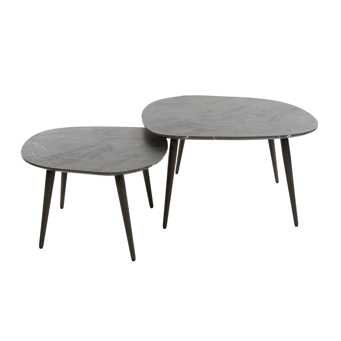 Couchtisch-Set ONYX ROCK Organische Kiesel-Satztische in dunkler Graphit-Optik