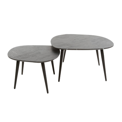 Couchtisch-Set ONYX ROCK Organische Kiesel-Satztische in dunkler Graphit-Optik