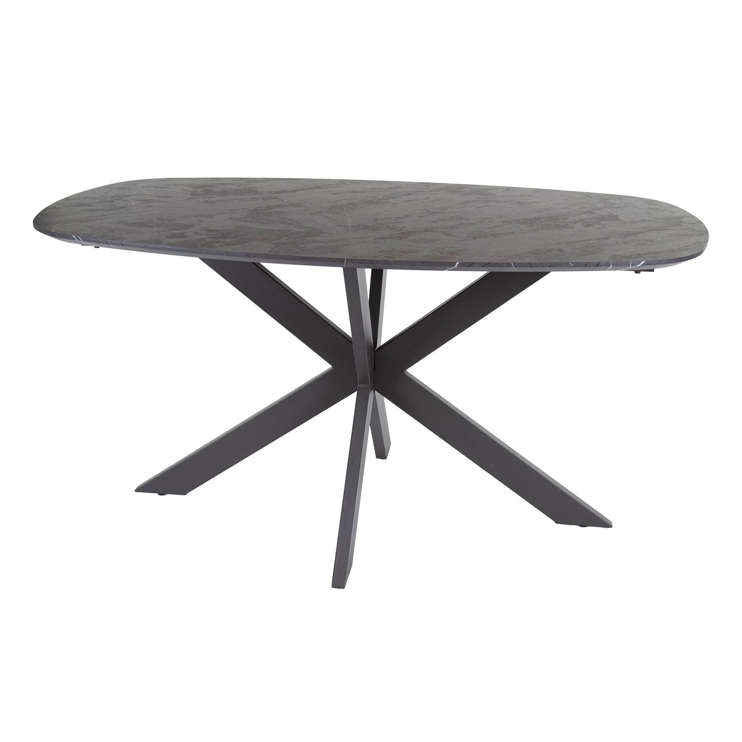 Esstisch ONYX CROCE PICCOLO Kompakter Dänisch-Ovaler Tisch in Graphit-Steinoptik 150 cm