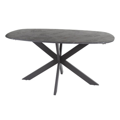 Esstisch ONYX CROCE PICCOLO Kompakter Dänisch-Ovaler Tisch in Graphit-Steinoptik 150 cm