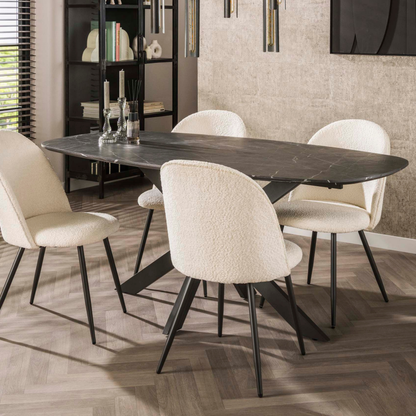 Esstisch ONYX CROCE Dänisch-Ovaler Tisch in dunkler Graphit-Steinoptik 180 cm