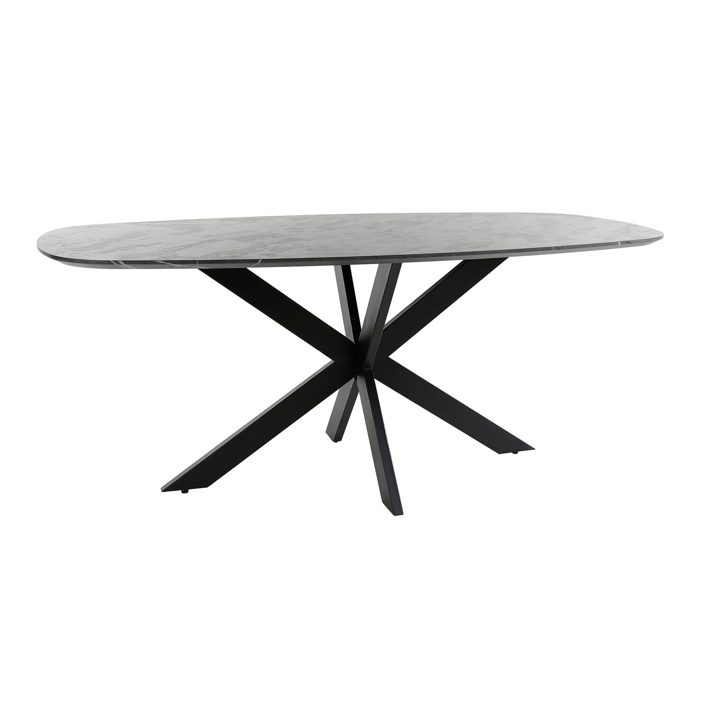 Esstisch ONYX CROCE Dänisch-Ovaler Tisch in dunkler Graphit-Steinoptik 180 cm