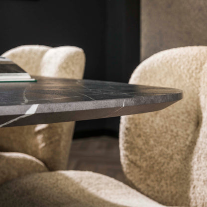 Esstisch ONYX CROCE GRANDE XXL Dänisch-Ovaler Tisch in dunkler Graphit-Steinoptik