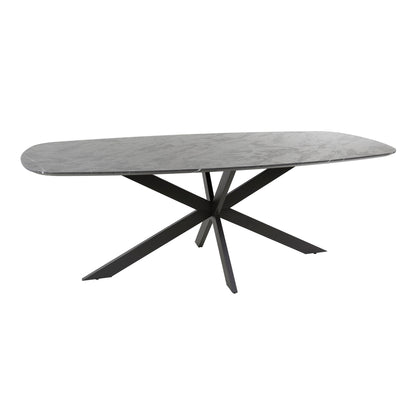 Esstisch ONYX CROCE GRANDE XXL Dänisch-Ovaler Tisch in dunkler Graphit-Steinoptik