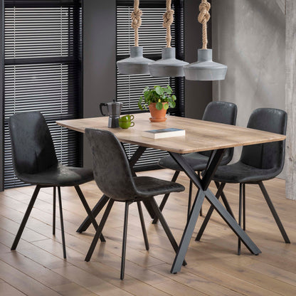 Esstisch OVAL ELEGANCE Kompakter Esszimmertisch im 3D-Look mit Spider-Gestell 3D Eiche Antiquewash 160 cm