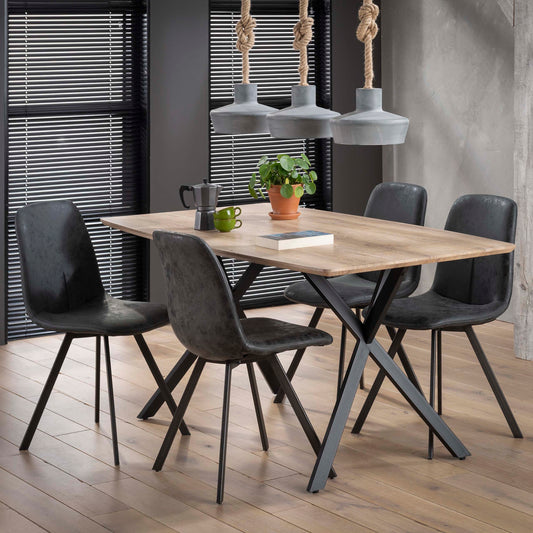 Esstisch OVAL ELEGANCE Kompakter Esszimmertisch im 3D-Look mit Spider-Gestell 3D Eiche Antiquewash 160 cm