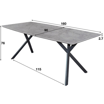 Esstisch OVAL ELEGANCE Kompakter Esszimmertisch im 3D-Look mit Spider-Gestell 3D-Beton Grau 160 cm