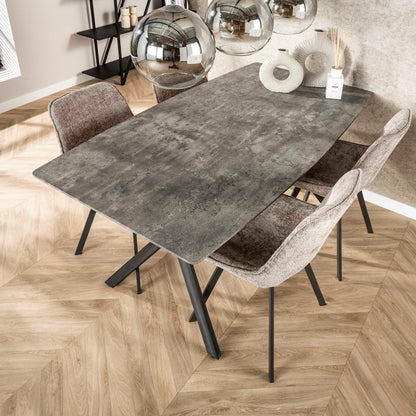 Esstisch OVAL ELEGANCE Kompakter Esszimmertisch im 3D-Look mit Spider-Gestell 3D-Beton Grau 160 cm