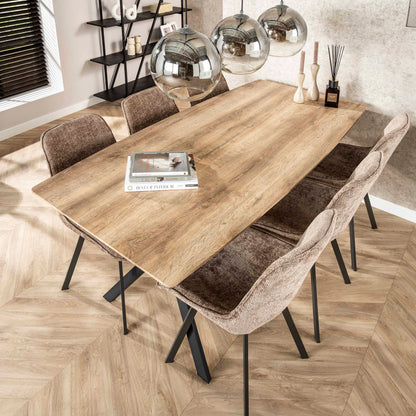 Esstisch OVAL ELEGANCE Moderner Esszimmertisch in 3D-Eiche Antiquewash mit schwarzem Spider-Gestell 190 cm