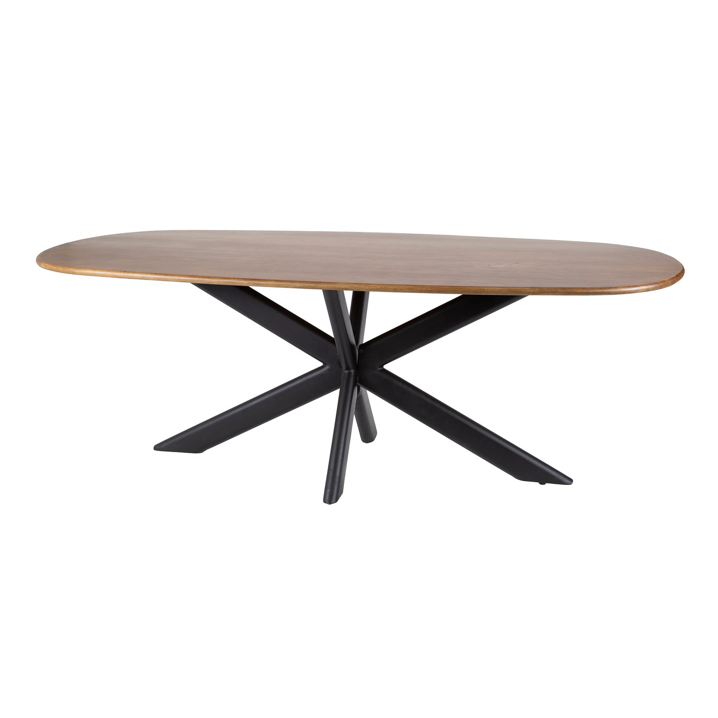 Esstisch CLIFF SABBIA Dänisch-Ovaler Massivholztisch Mango mit Ovalrohr-Gestell 180 cm