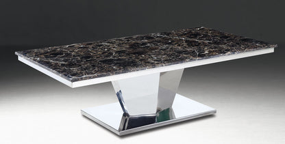 Esstisch mit schwarzer Marmorplatte – 200 x 100 cm | Edelstahl-Gestell in geometrischem Design