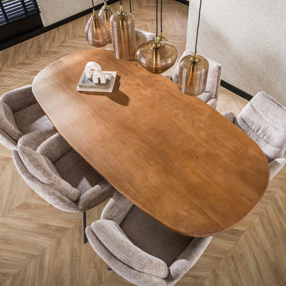 Esstisch CLIFF SABBIA GRANDE Dänisch-Ovaler Massivholztisch Mango mit Ovalrohr-Gestell 215 cm