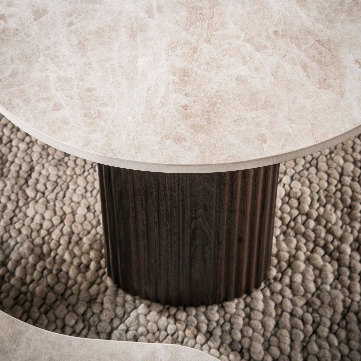 Couchtisch Set CERAMO APERTO 2-tlg. organisches Design-Set mit 3D-Keramikplatte
